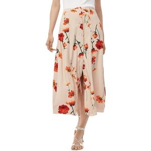 Wilfred Aritzia Cream Orange Floral Midi Skirt - 6